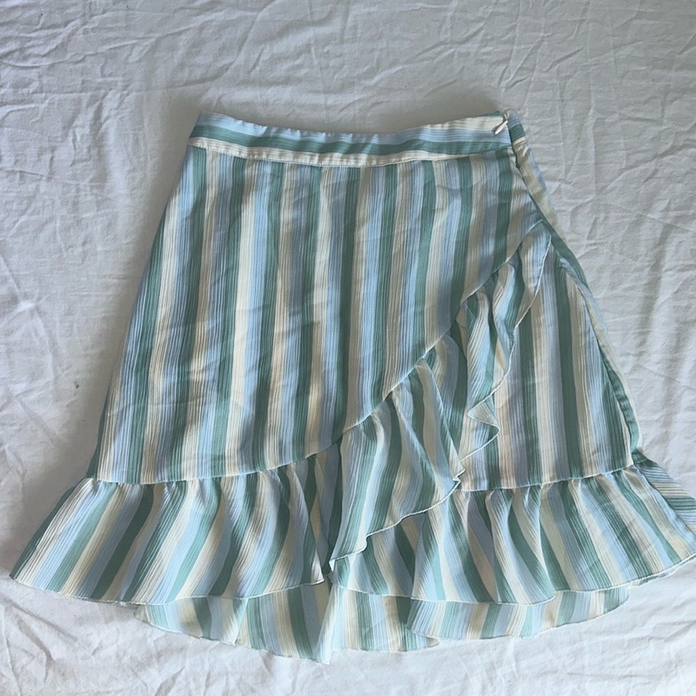 Womens Lauren Conrad Ruffle Mini Skirt ladies sz M pastel blue green yellow